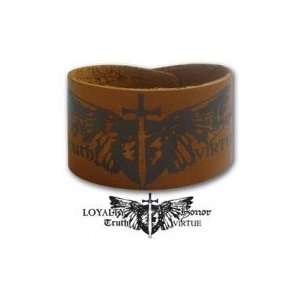 Loyalty, Honor, Truth, Virtue Leather Cuff: Jewelry