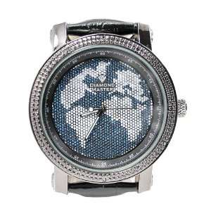 Watches:  Gunmetal Black Diamond World Map Bling By Bargain 