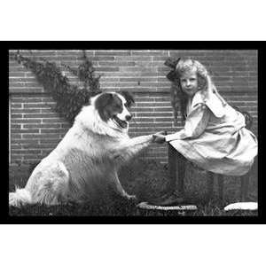  Vintage Art Girl Shaking Hands with Dog   04371 7