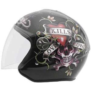  KBC OFS Ed Hardy Love Kills Open Face Helmet X Small 
