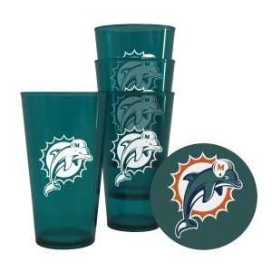  Miami Dolphins Plastic Pint Glass Set: Sports & Outdoors
