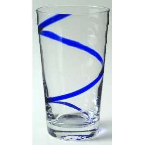  Pier 1 Swirline Cobalt Highball Glass, Crystal Tableware 