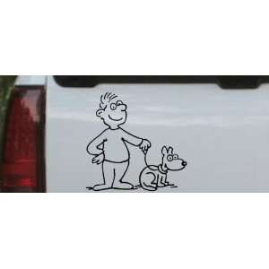 Black 12in X 12.2in    Man and Dog Stick Family Car Window Wall Laptop 
