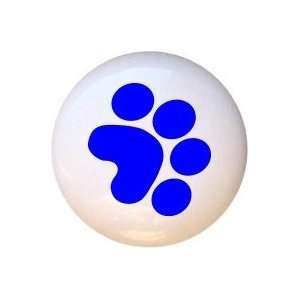  Paw Print in Blue Dog Dogs Drawer Pull Knob