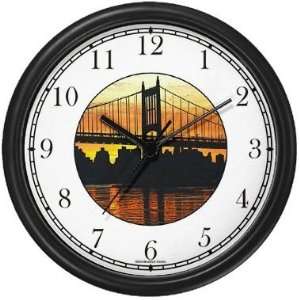 Manhattan Bridge at Sunset Wall Clock by WatchBuddy Timepieces (Slate 