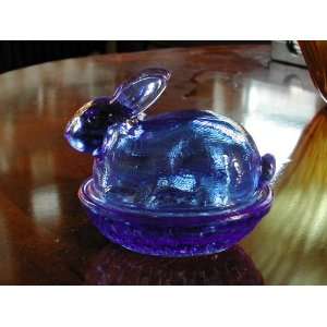  Cobalt Blue Glass Smith Glasss Bunny Rabbit On Nest: Home 