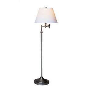   Arm Floor Lamp, Brushed Chrome Finish with Ascot White Fabric Shade