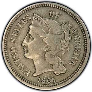 1865 Nickel 3 Cent Piece ~~ Grades VF/30+