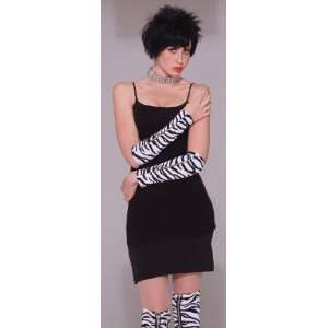  80s Punk Rock Zebra Zipper Long Costume Gloves [Apparel 