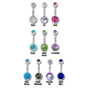  14g 3/8 Externally Threaded Belly Ring with Light Green 