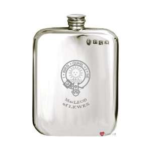  Macleod Of Lewes Clan Crest Pewter Hip Flask 6oz Patio 