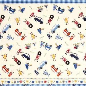    funny canvas fabric for boys robot car by Kokka: Kitchen & Dining
