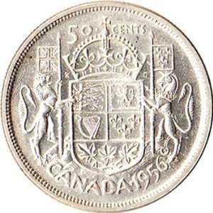  1956 Canada 50 Cents Large Silver Coin KM#53 Everything 