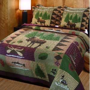 Greenland Home Moose Lodge Quilt Set, Full/Queen 
