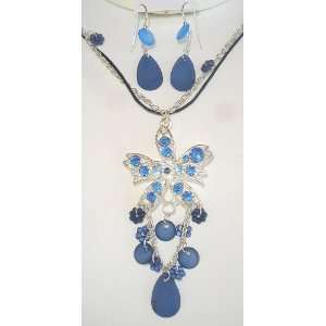  Exotic Blue Necklace And Earrings Set: Jewelry