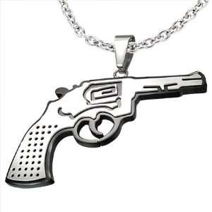  Mission Stainless Steel Black Gun Pendant With Chain 