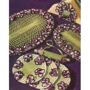 Vintage Crochet PATTERN to make   Pansy Doily Hot Pad Pot Holder. NOT 