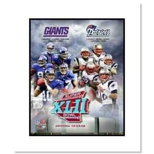2008 New England Patriots vs New York Giants NFL Double Matted 8x10 