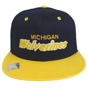   Wolverines 2 Tone Snapback Cap Hat Script Navy Yellow: Everything Else