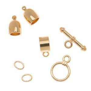 BeadSmith Gold Plated Bullet Findings Kit For Kumihimo Braids   Fits 
