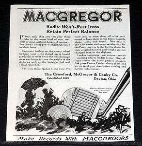 1922 OLD MAGAZINE PRINT AD, MACGREGOR RADITE GOLF CLUBS, WONT RUST 