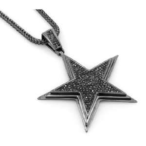  Hip Hop Bling Hematite Black Iced Out Famous Star Pendant 