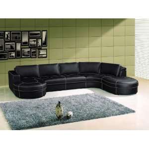   Leather Sectional Sofa #AM L168 C BLACK: Furniture & Decor