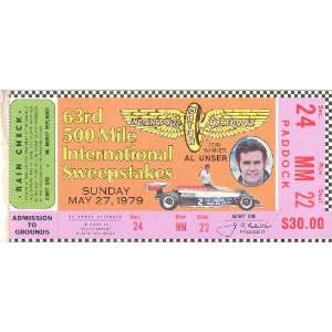    1979 Indianapolis 500 Ticket w/ Al Unser