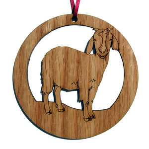 Oak Wood Goat Custom Christmas Ornament 4 Round New  