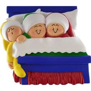  3701 Family in Bed: 3 Personalized Christmas Holiday 