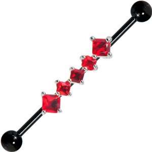  Black Red CZ Industrial Barbell 37mm: Body Candy: Jewelry