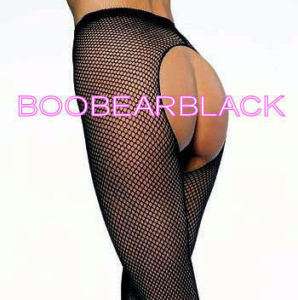 PAIR COMBO CROTCHLESS FISHNET PANTYHOSE 1 BLACK 1 RED  