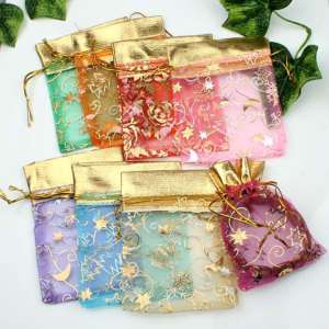 50x Star Pattern Organza Voile Pouch Wedding Gift Bags  