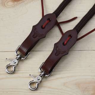Yacht Rope Roping Reins, snap / leather slobber straps  