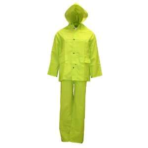   Hi Visibility 3 Piece Rain Suit, Green Color, Medium