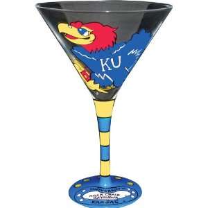 University of Kansas Martini Glasses Set of 2:  Kitchen 