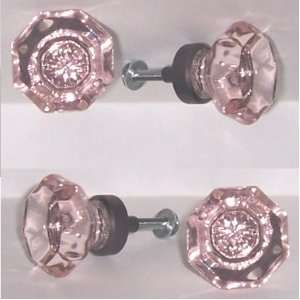 : LOTS OF FOUR (4) True Pink 24% Lead Crystal & Rubbed Oil Bronze Old 