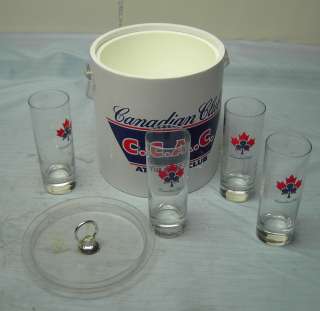 Canadian Club Athletic Ice Bucket & 4 CC Drink Glasses  