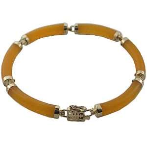   Jade Curved Bar Single Row Vera Link Bracelet 7, 14k Gold: Jewelry