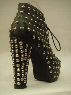 Power Womens Fashion BLK Lita super studs platforms high heels boots 