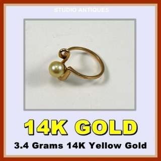 14K YELLOW GOLD 3.4 Grams Not Scrap PEARL RING Sz 7 3/4  