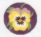 LEE Purple Pansy handpainted Needlepoint Canvas 3 Rd.