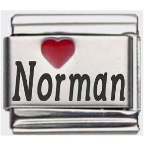  Norman Red Heart Laser Name Italian Charm Link Jewelry