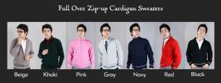 Mens Cardigan Sweaters Knitwear FULL OVER ZIP UP Black  