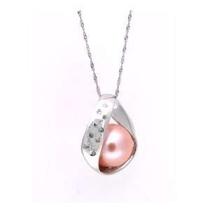  Pink AA Pearl Necklace with Silver: Jewelry