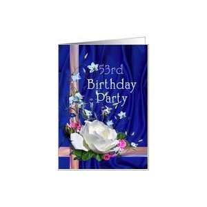  53rd Birthday Party Invitation, White Rose Card Toys 