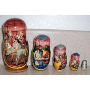  Nativity * Russian Nesting doll 5 pcs / 4in * 4.2 