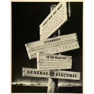  1942 Ad World War II Production Effort General Electric 