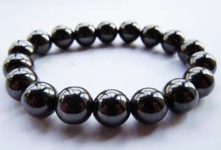 Mens Black Hematite Magnetic Bead Bracelet 12mm 8inches  