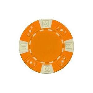 Clay Composite Ace King Poker Chips 25 11.5 gram Orange Poker Chips 